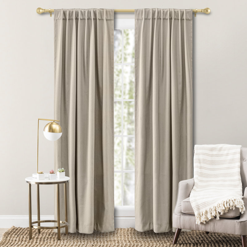 Cedarpoint Elegant Striped Design Rod Pocket Room Darkening Curtain Panel, 54" W x 63" L, Natural