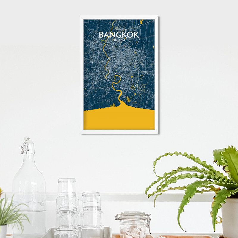 Bangkok City Map In Amuse - No Frame Print, 17cm H x 11cm W x 0.05cm D