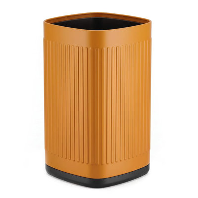 Poubelle de salle de bain en métal, 2,6 G / 10 L, corbeille en métal, orange | Boîtier en métal, imperméable, robuste et résistant aux chutes, toit ouvert, base antidérapante, pour chambre à coucher, salon, bureau, salle de bain