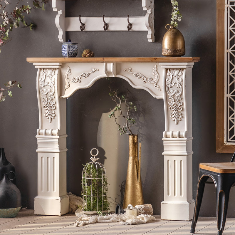 47.24"Vintage Distressed Arched Mantelpiece