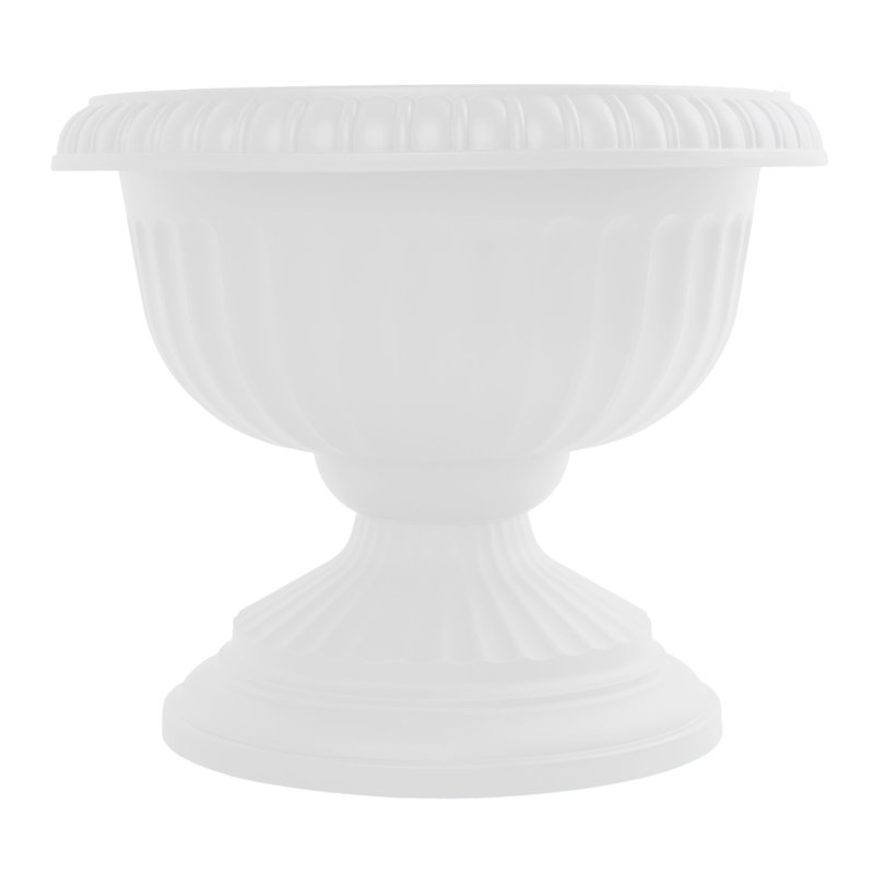 Grecian Urn Plastic Indoor/Outdoor Planter, 15" H x 18" W x 18" D, Casper White