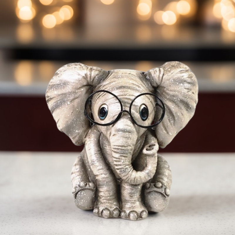 5"H Elephant with Glasses Figurine