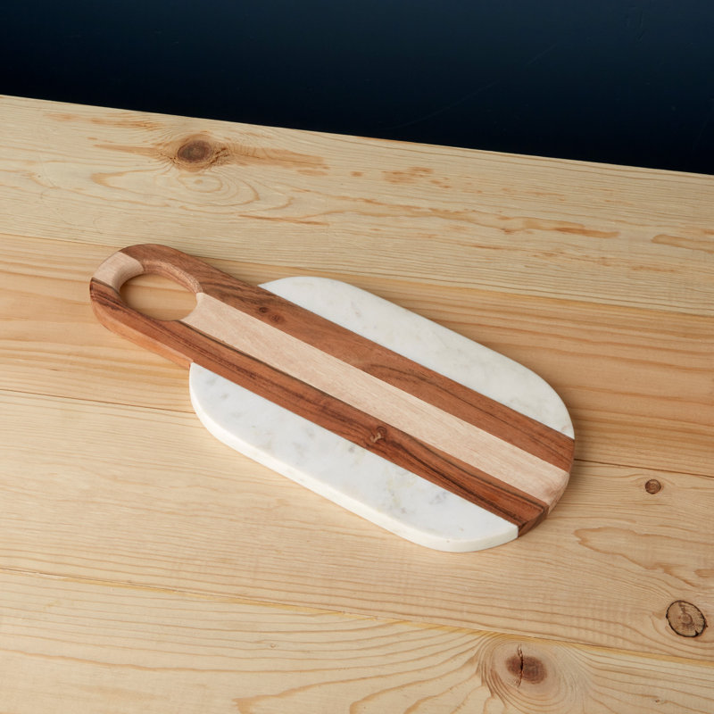 Planche ovale en marbre et bois Moa