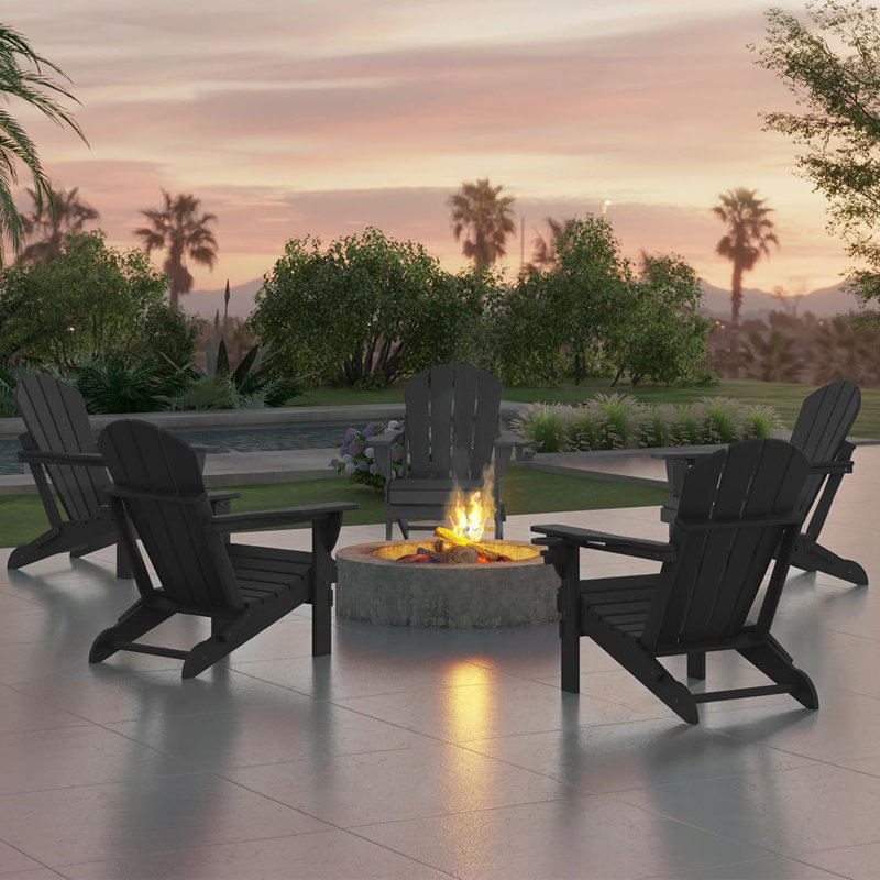 Chaise Adirondack pliante en PEHD pour patio, Noir
