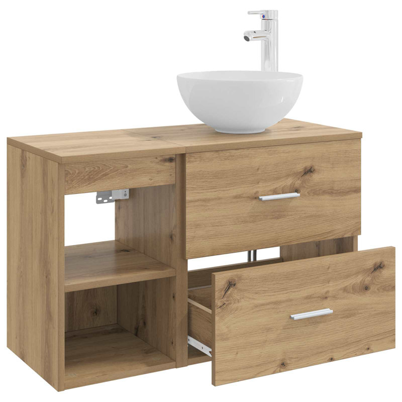 Vanity & Mirror Set, Artisan Oak