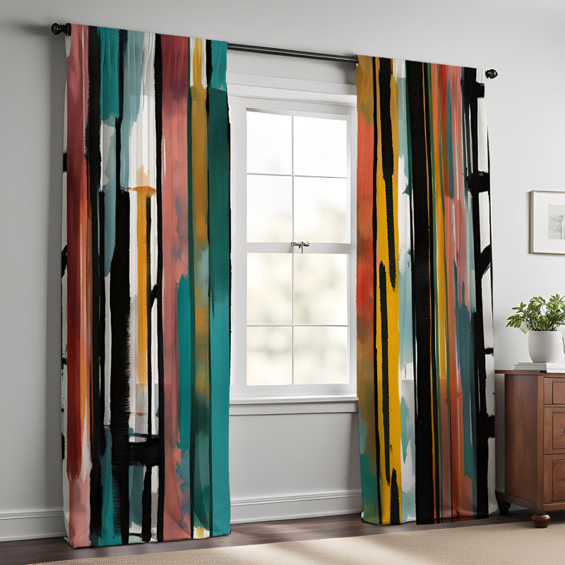 Paire de rideaux semi-transparents en polyester Emelen, L 20 po x L 52 po