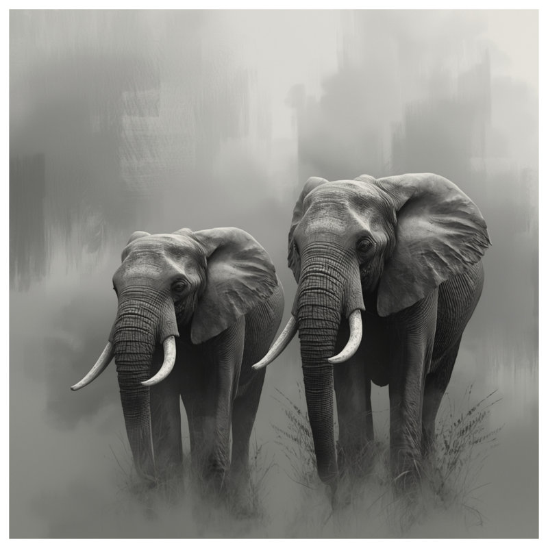 Deux housses de couette deux éléphants d'Afrique, Grand lit