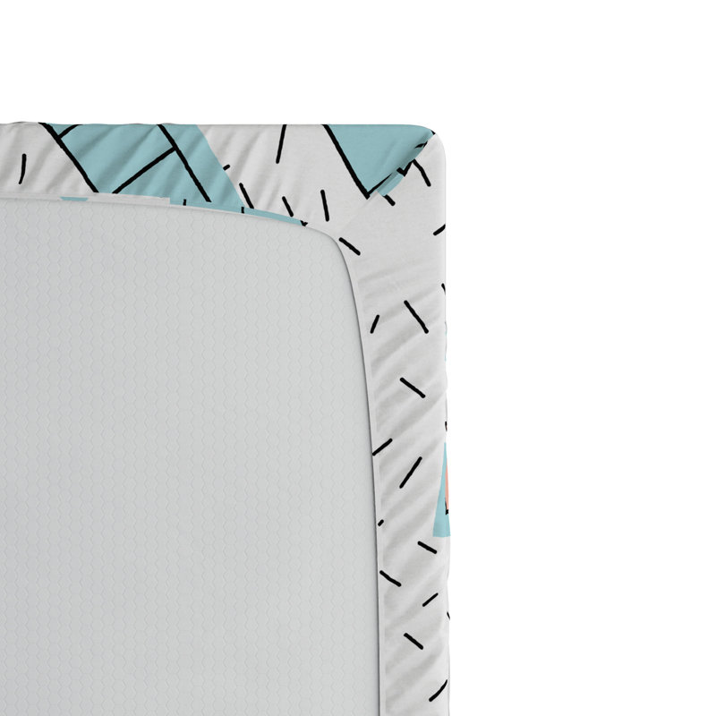 Queen Black and Blue Microfiber Geometric Fitted Sheet