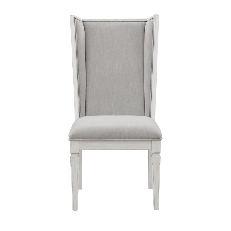 Ensemble de 2 chaises d'appoint rembourrées gris clair et blanc patiné