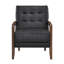 Fauteuil Lenie, cuir capitonné, bois de noyer-113497072