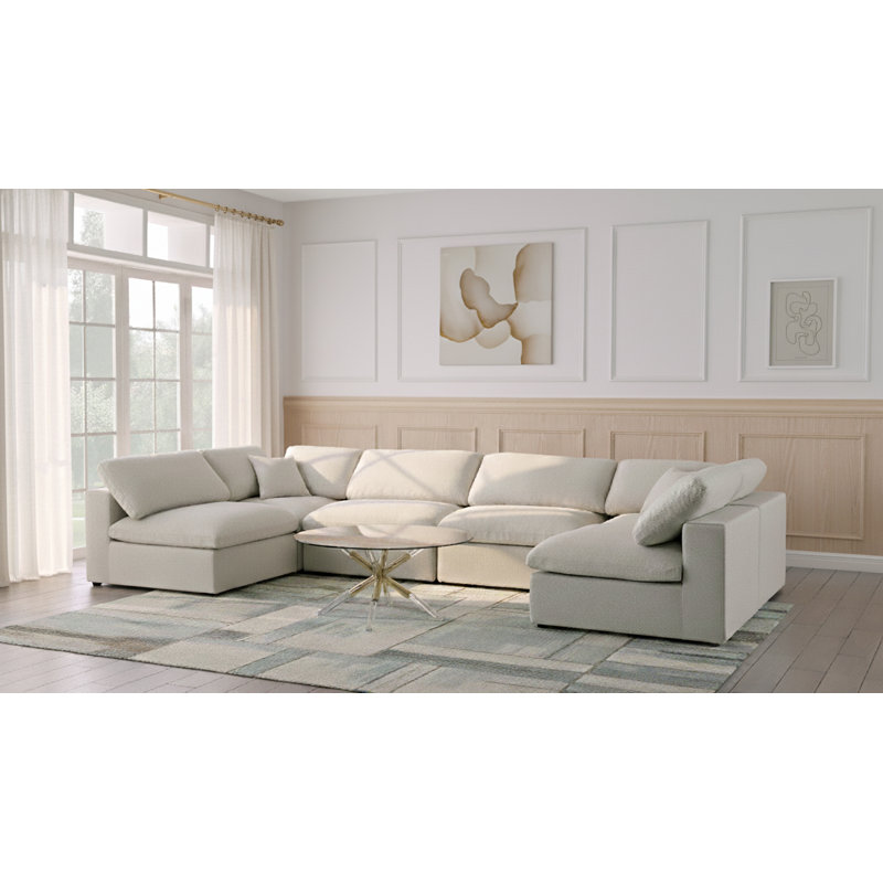 Canapé modulaire Burrows, Tissu crème texturé en lin