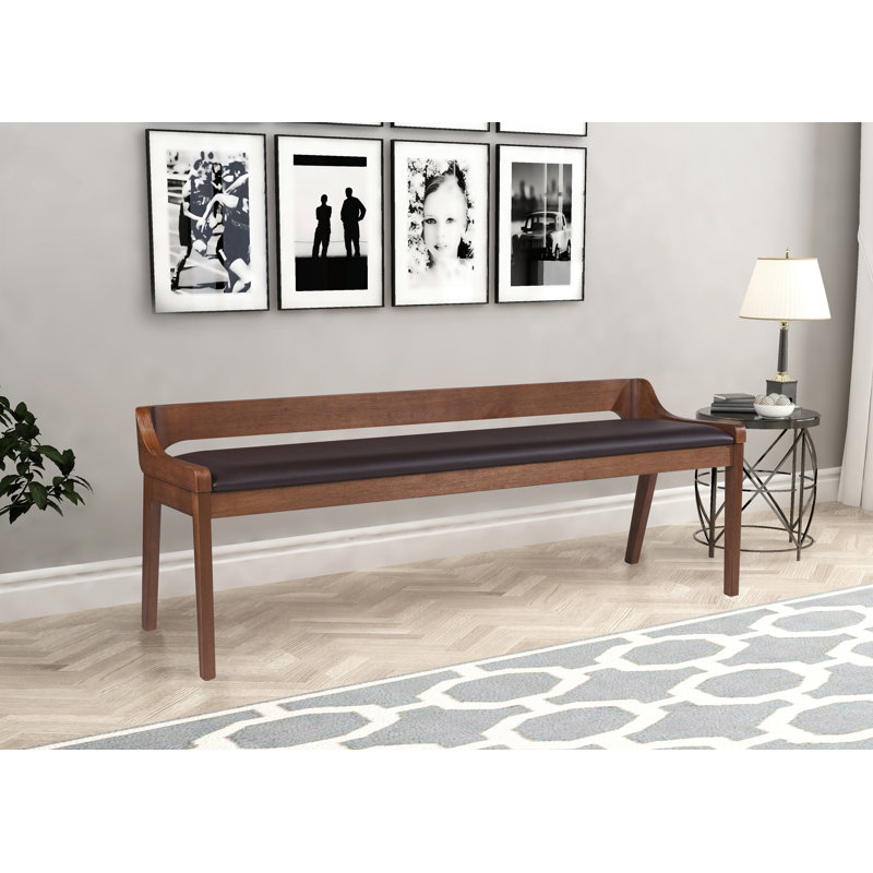 Aybri Faux Leather Upholstered Bench, Brown/Chestnut