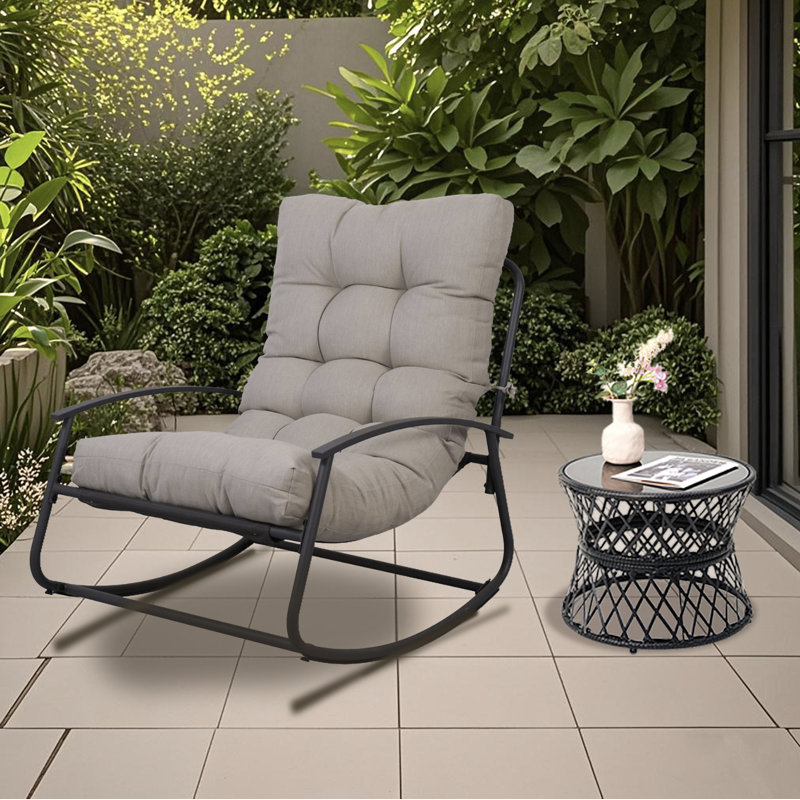 Chaise berçante d'extérieur en métal Ghiorghi, Gris clair