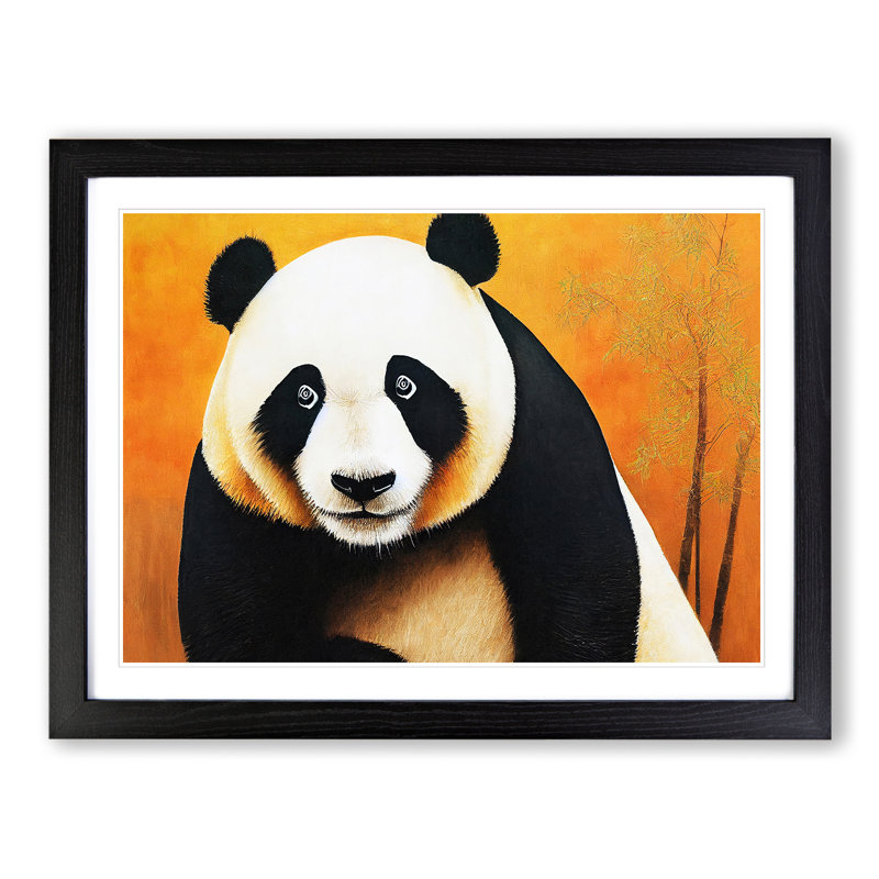 Adorable Panda - Single Picture Frame Print, Black Framed, 25cm H x 34cm W x 2cm D