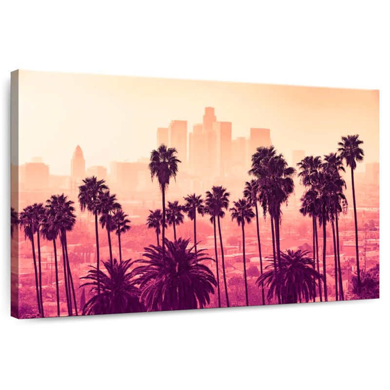 Palmiers à l'horizon de Sireci à Los Angeles, H 16 po x l 24 po