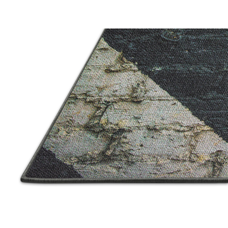 Tapis noir Old and Abandonné 1, Rectangle 5 pi x 7 pi