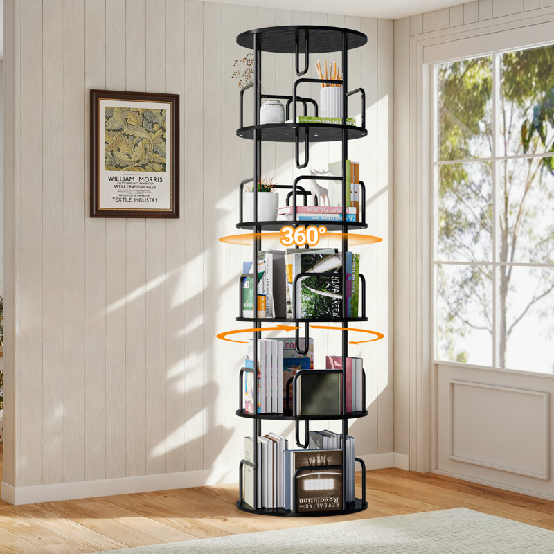 Bibliothèques en MDF à 5 niveaux peu encombrantes, rangement rotatif moderne pour la maison