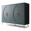 Buffet 60 po en grain de bois italien de luxe, crédence ronde à 4 portes en relief pour le buffet, console de vestibule moderne avec poignées en métal doré