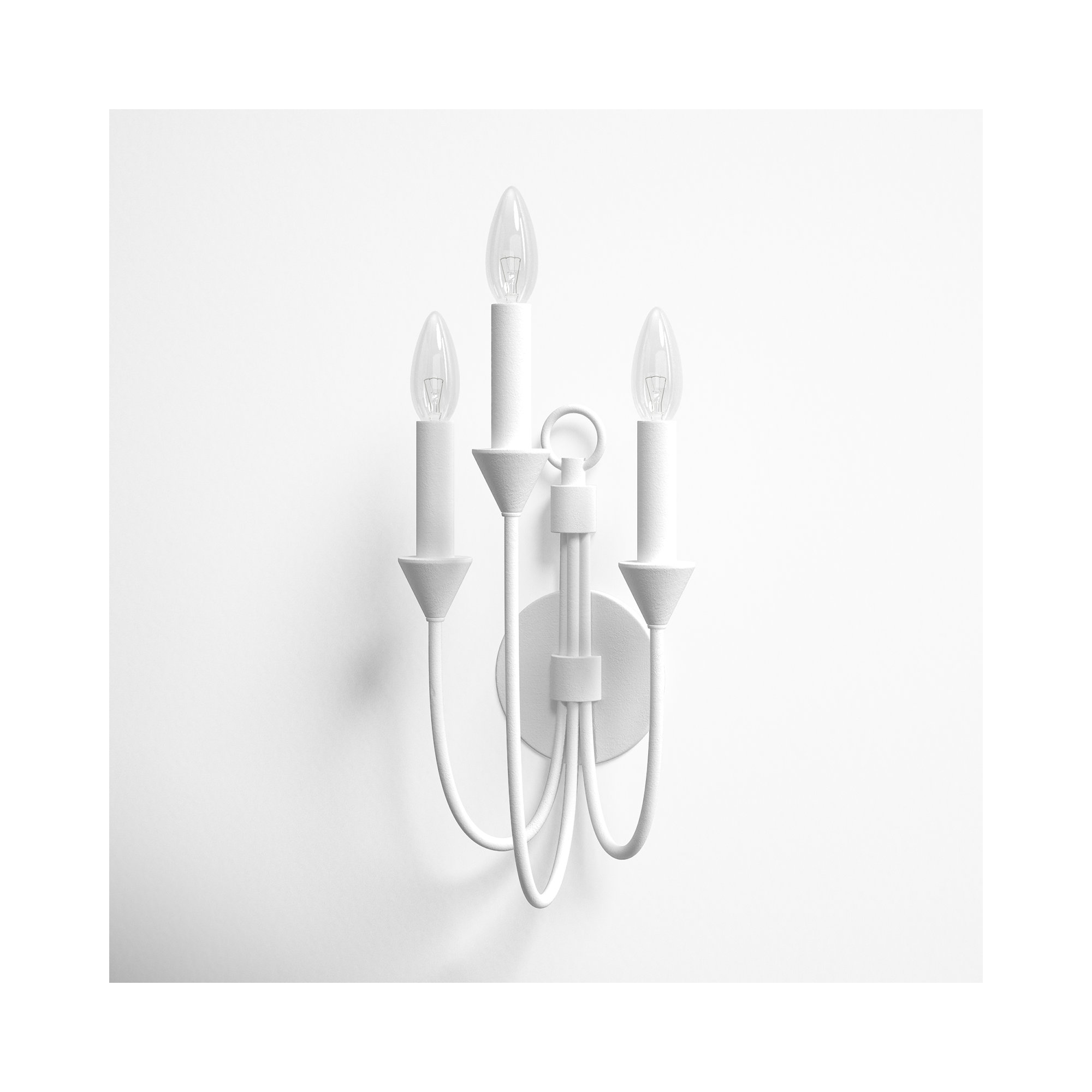 3 Light Dimmable Candle Wall Light, Gesso White