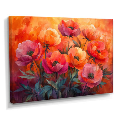 Radiance au coucher du soleil, pivoines, fleurs II - pivoines, art mural