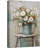 Vibrant Wildflower "White Daisy Flowers Bouquet Artwork, Modern Rustic French Country Floral Wall Pictures, Large Framed Canvas Giclee Print Wall Art"-92187241-92187240-119460584