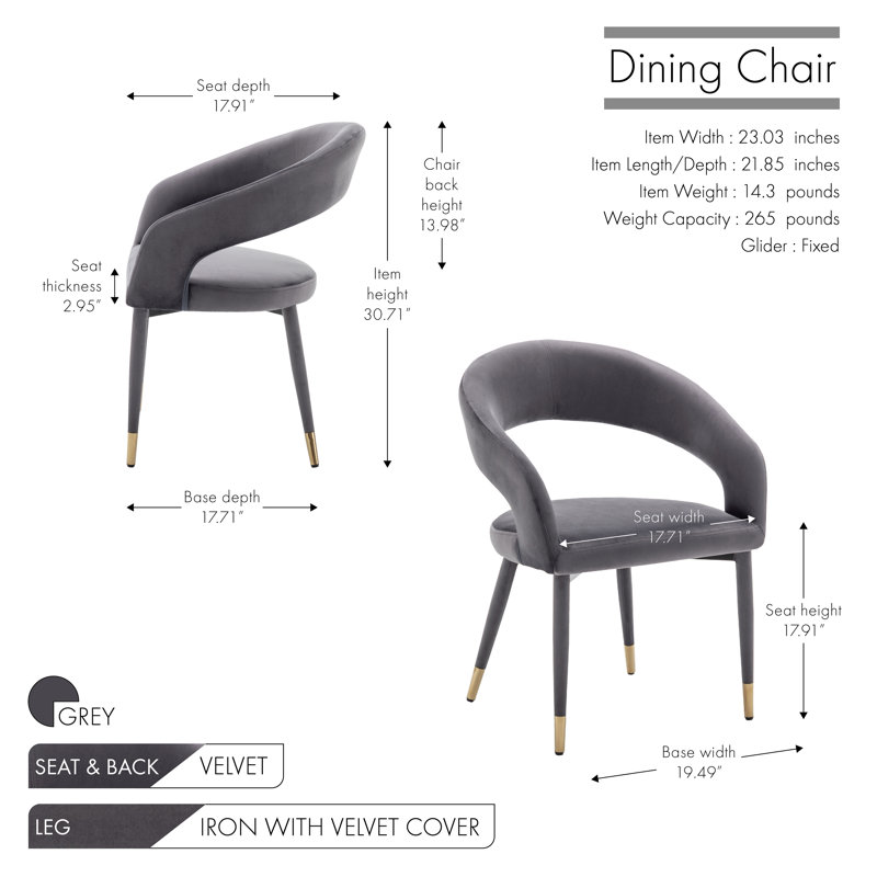 Sina 17.91'' H Velvet Upholstered Armchair, Gray