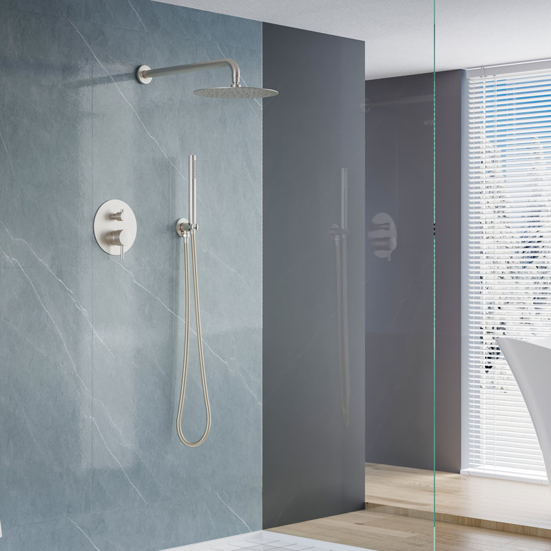 10 In. Shower System Shower Head With Hand Shower And Pressure Balance Valve,Brushed Nickel