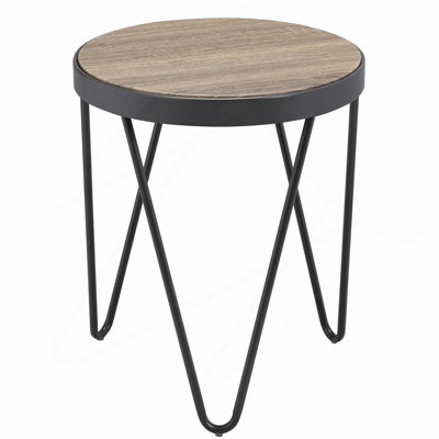 Table de bout en chêne gris patiné et noir patiné