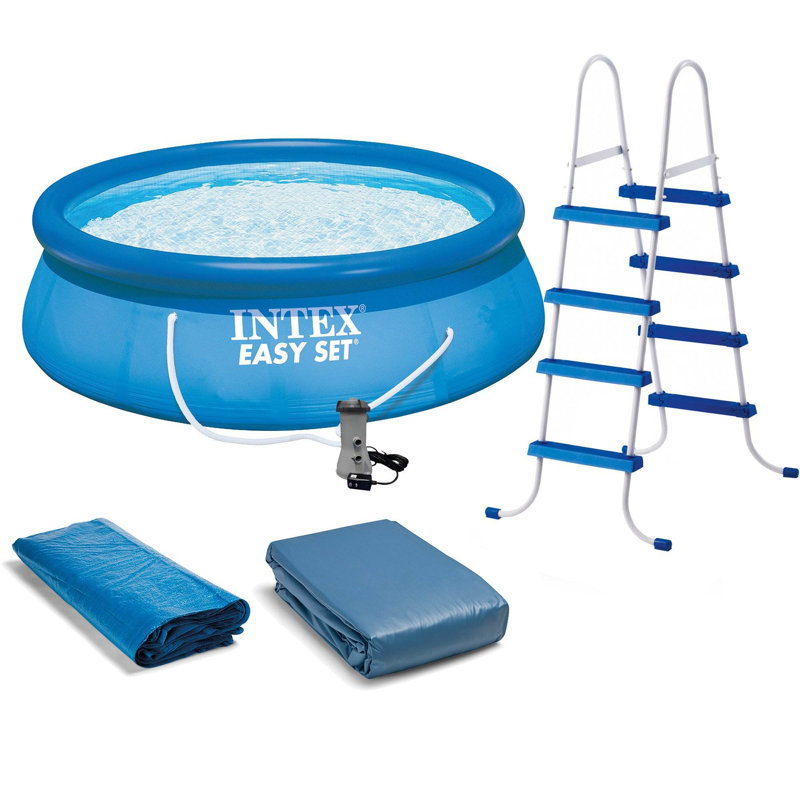 Intex 15Ft X 48In Easy Swimming Pool Kit W/ 1000 GPH GFCI Filter Pump 26167EH