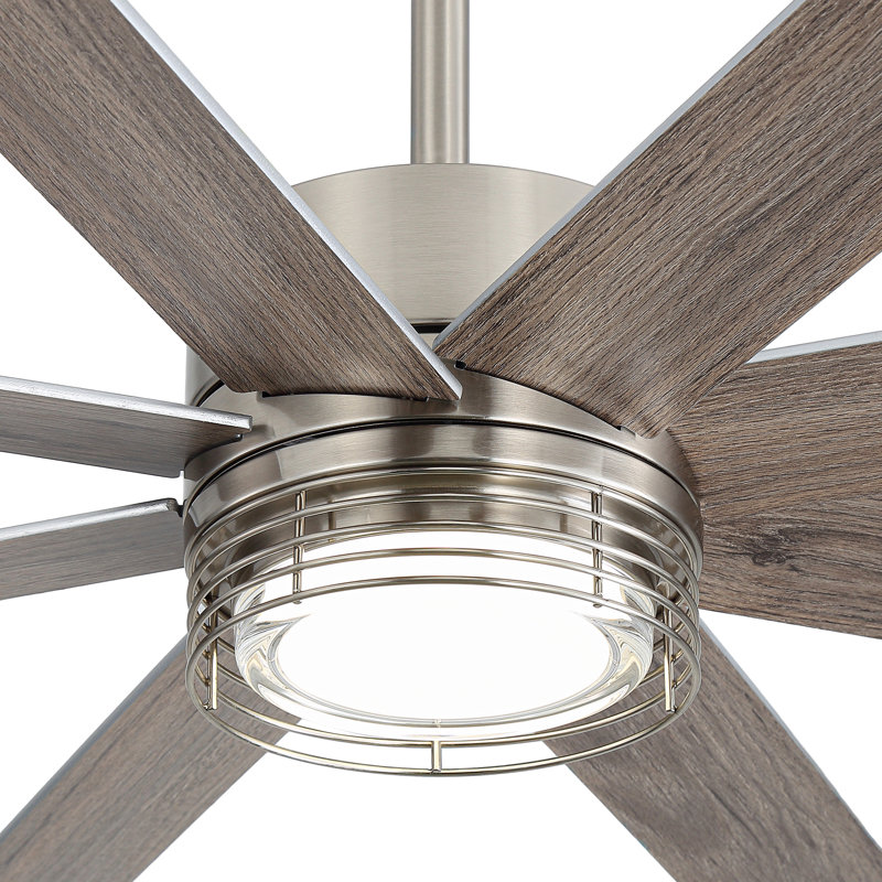 Ventilateur de plafond 72 po avec lumière, 8 pales réversibles, moteur à courant continu silencieux et télécommande, Argent