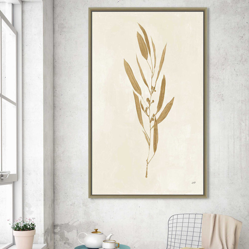Botanical Study I Gold Crop - Peinture, Cadre flottant champagne, H 43,5 po x l 27,5 po x P 2 po