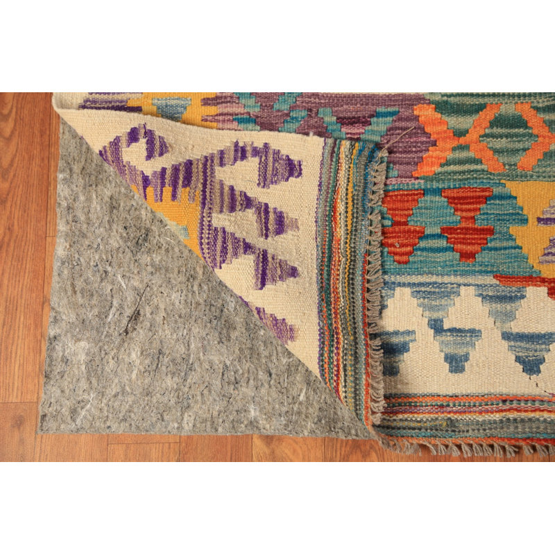 Tapis oriental réversible en laine Kilim 10 x 13