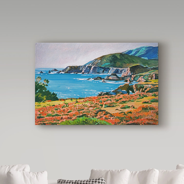 'Big Sur Wildflowers' Acrylic Painting Print on Wrapped Canvas