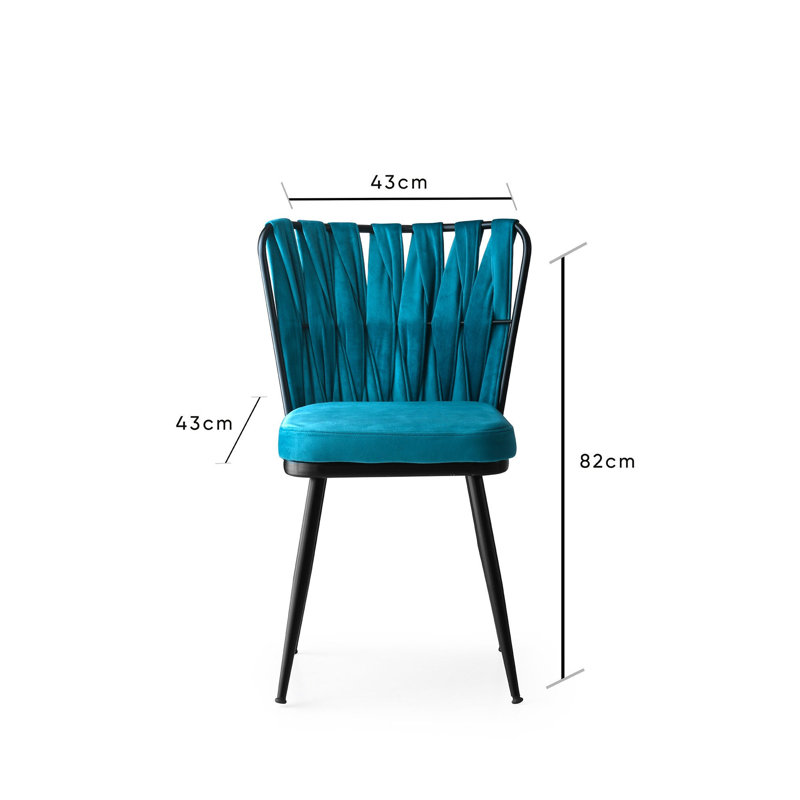 Chaise d'appoint rembourrée en velours, Bleu, Noir, 4