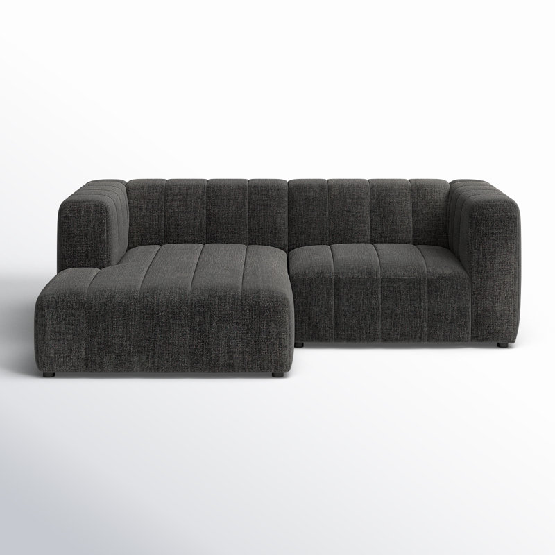 Bowry 88" Wide Sofa & Chaise, Left Hand Facing, Saxon Charcoal Polyester