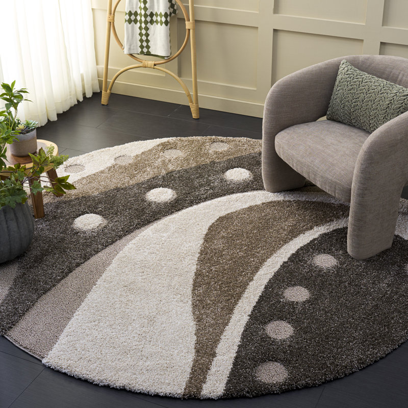 Tapis noir / ivoire Ashal, Grey, Rond 6 pi 7 po