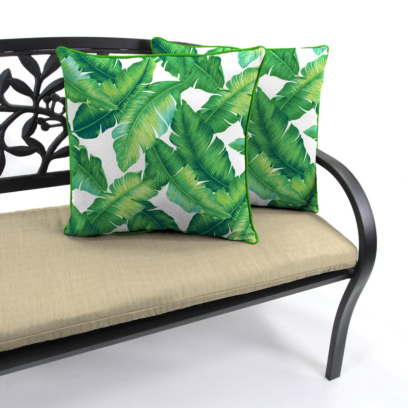 16" x 16" Outdoor Throw Pillow with Welt, Green/White