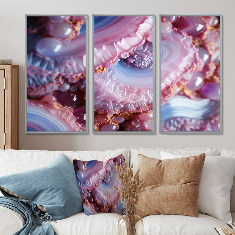 Maximo - Marble Wall Art Decor Set, Silver Floater Framed, 32" H x 48" W x 1" D