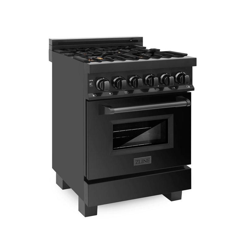 ZLINE 24" Legacy Dual Fuel Range w/ 4 Brass Burners & Oven in Black Stainless Steel