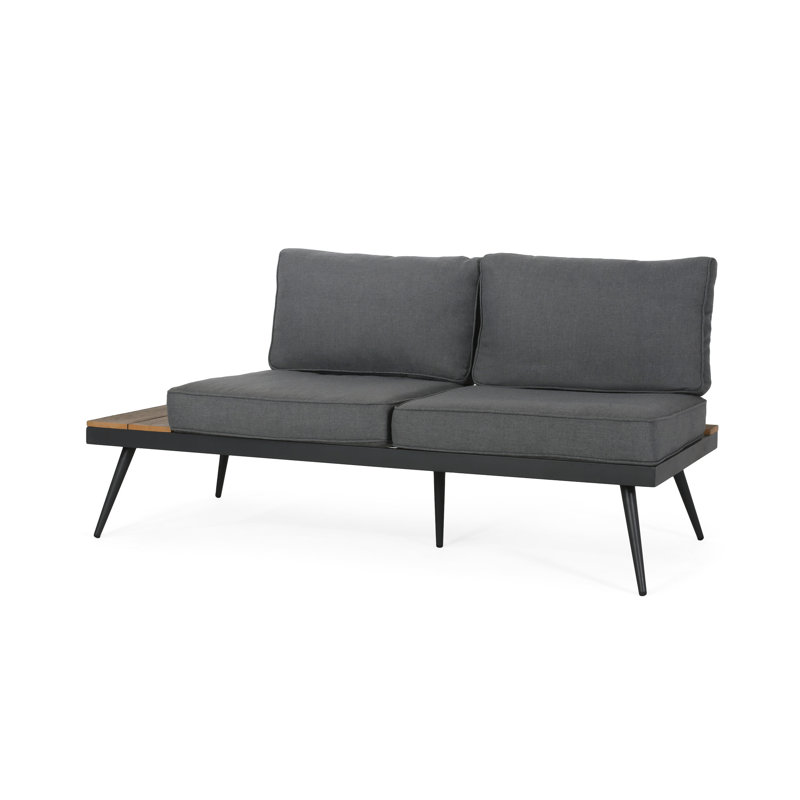 Siège à gauche, apparence de faux bois, structure en aluminium, dossiers en filet pour une meilleure circulation de l'air, gris, 64,6 po de profondeur, 29,42 de largeur, confort, largeur, profondeur