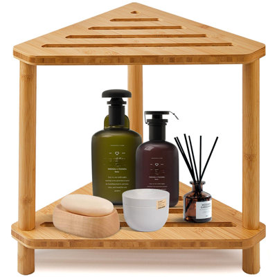 Tabouret de douche en bambou à 2 niveaux (naturel)