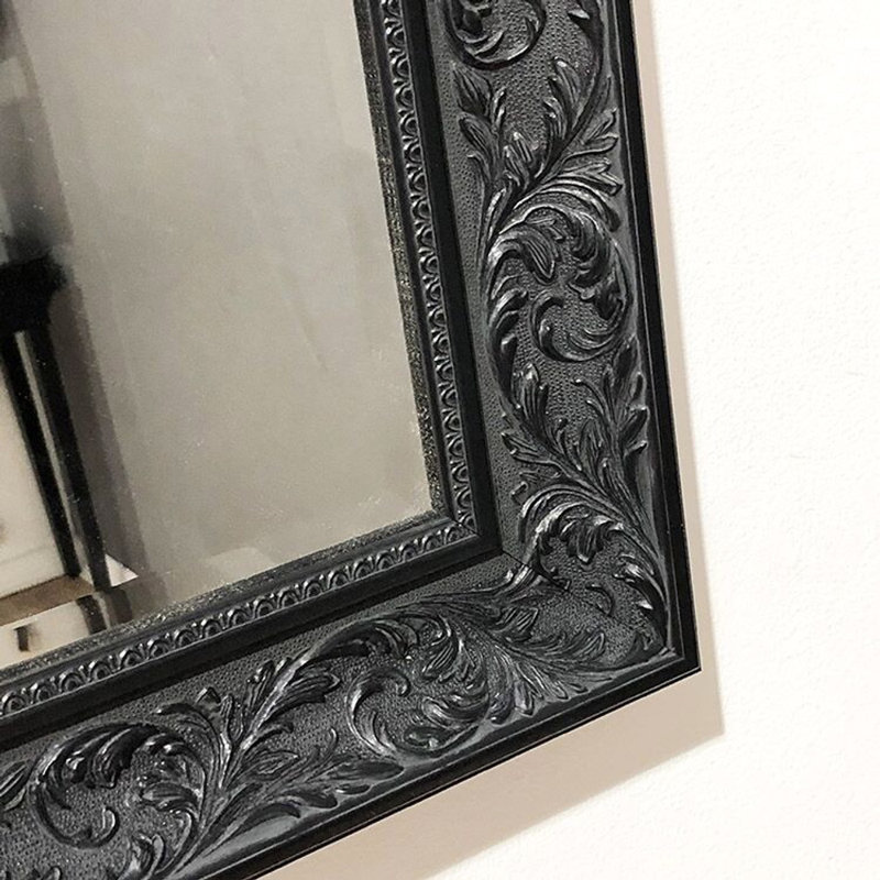 Rectangle Mirror, 115cm H x 65cm W x 3.7cm D, Rectangle, Ornate Black