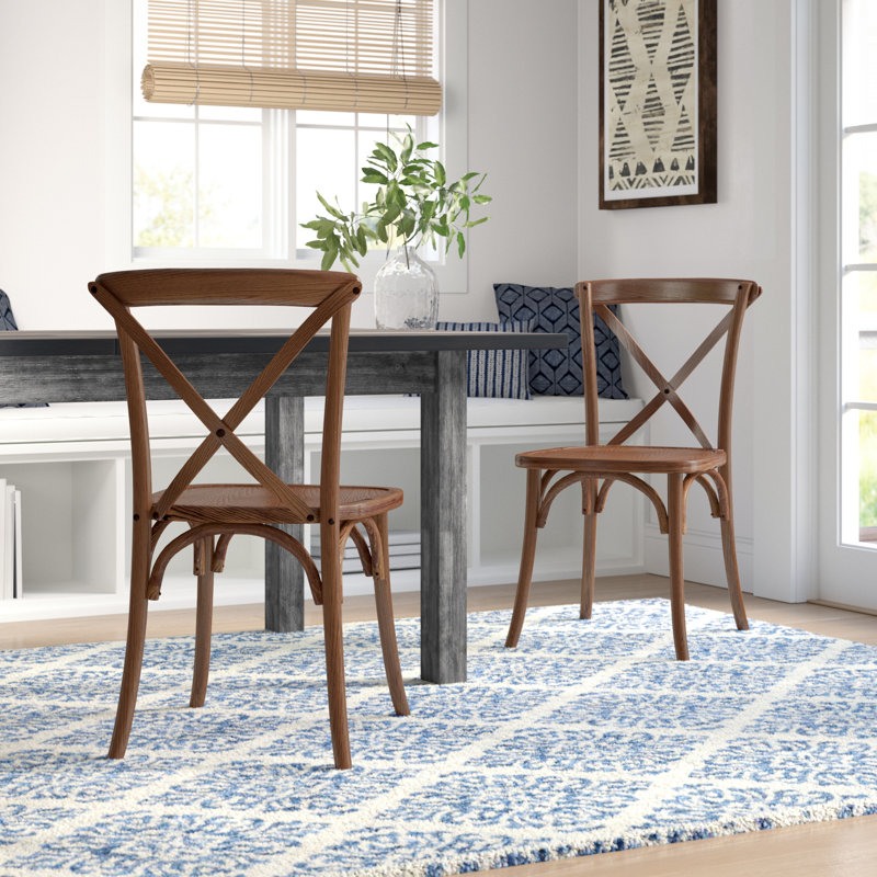 Arquit Stackable Cross-Back Wooden Bistro Chair, Pecan, 1