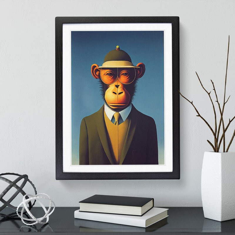 Mr Monkey - Framed Print, Black, 64cm H x 46cm W x 2cm D