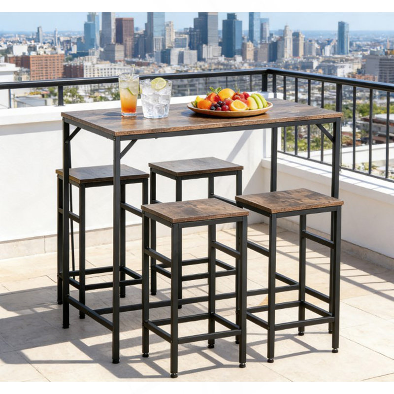 Ensemble de table de salle à manger 5 pièces, table et 4 tabourets, peu encombrant