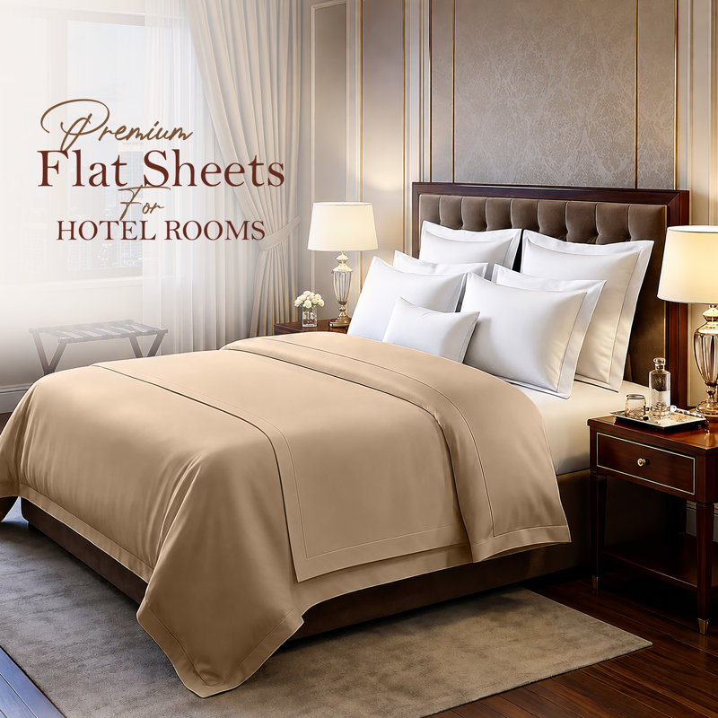 Luxury Soft Microfiber 140 Thread Count Flat Sheet Easy Care Breathable Bedding Sheet, Super King (6'), BEIGE