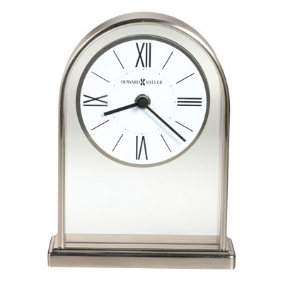 Jefferson Roman Numeral Quartz movement / Crystal Tabletop Clock in Silver