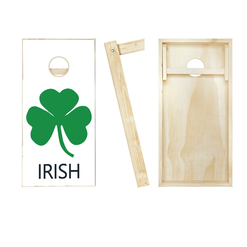 Ensemble de cornhole en bois massif irlandais 2 'x 4' avec sacs, Rouge/orange