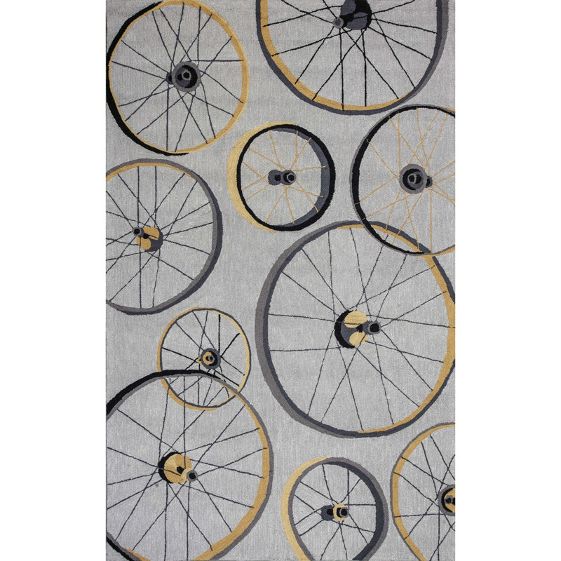 Tapis d'intérieur rond à roulettes croisées à la main 8 pi Gregoire, Rectangle 5 pi x 7 pi 6 po