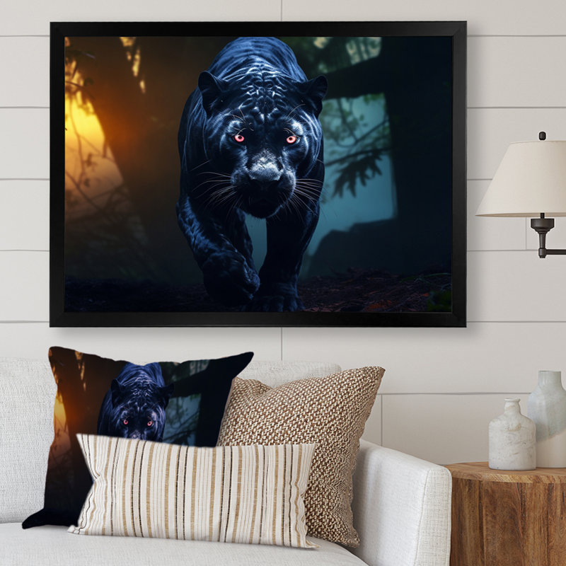 «Black Panther Gaze» sur toile, H 34 po x l 44 po x P 1,5 po, Cadre simple noir
